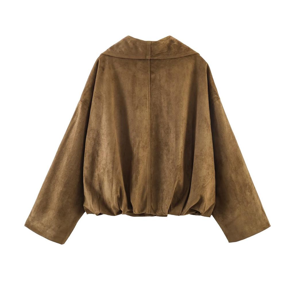 Frühling 2026 neue europäische und amerikanische grenzüberschreitende Damenbekleidung Streetwear Wildleder-Textur-Effekt Wickelmantel w021 82919