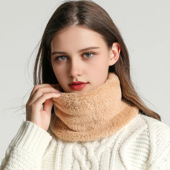 Women Scarf Solid Color Thickened Plush Soft Fabric Winter Scarf Outdoor Activities Cycling Windproof Cold Weather Scarf