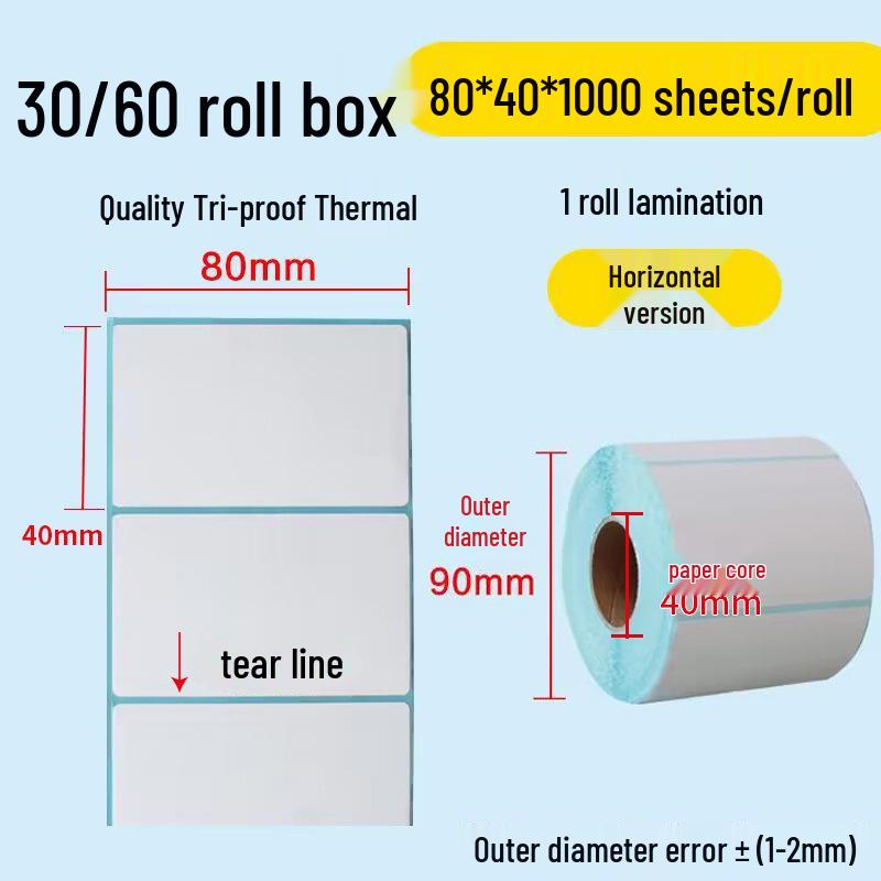 Durable Self-Adhesive Thermal Paper Barcode Labels for Printing 