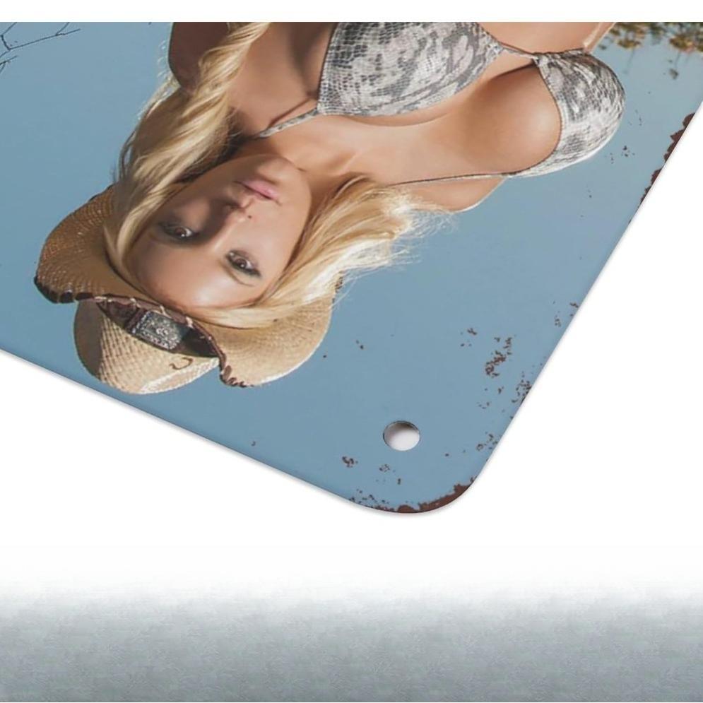 Bhnlkoo Vintage Metal Tin Sign 2D Retro Bikini Girl Wall Art for Man Cave Bar Garage Decor