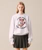 COQUET [Over-Fit] Big-Headed Lesser Panda Sweatshirt White Melange