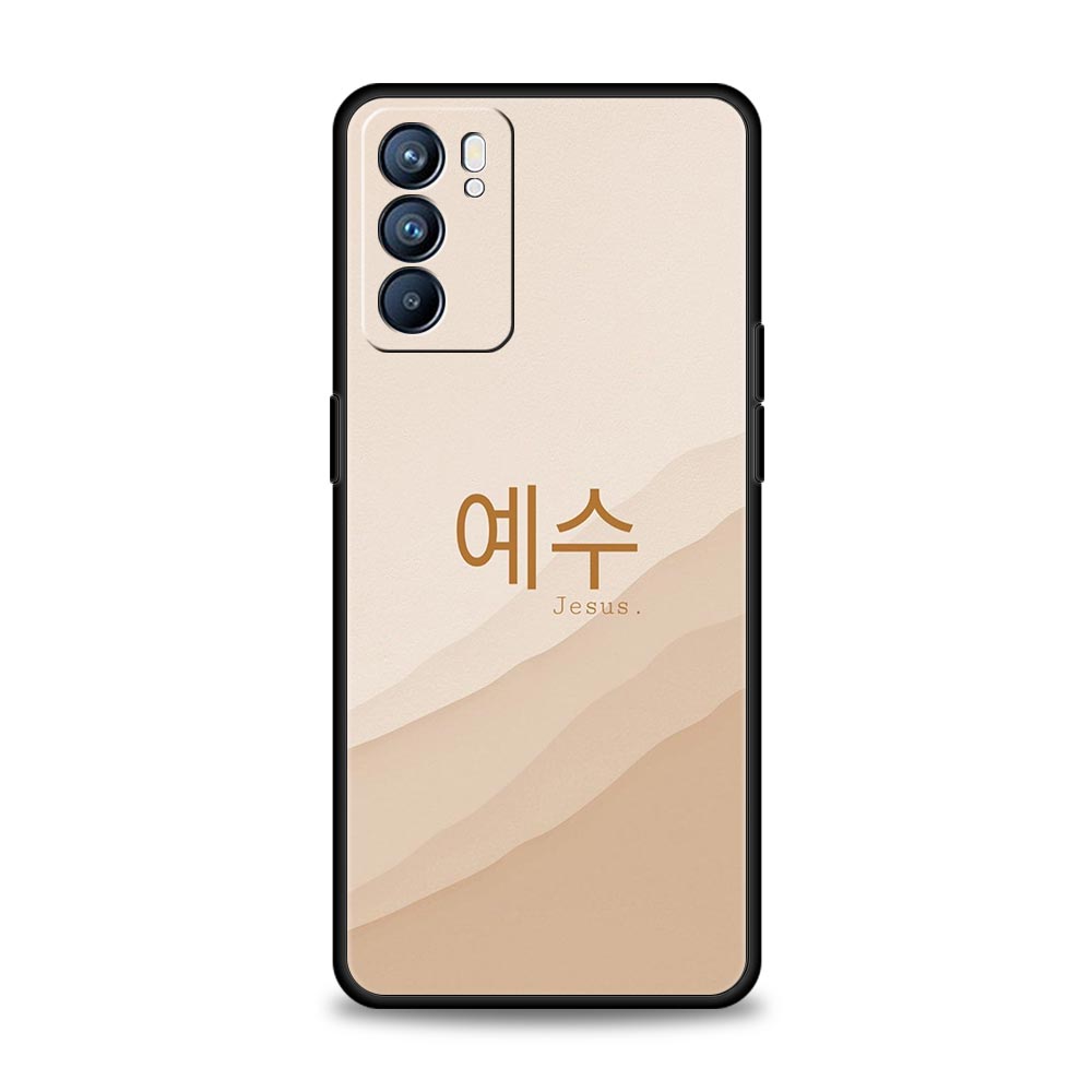 Korean Letter Phone Case For Oppo Reno14 Reno13 Reno12 11 F 10 Find X5 X9 Pro A54 5G A53 A9 A16 A78 4G A80 A98 Cover
