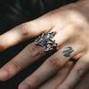 Vintage Gothic Skull Rings Unique Men's Dainty Goth Skull Rings Silver Black Retro Punk Fashion Rings Statement
