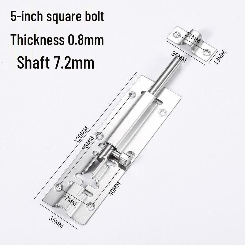 Enhanced Stainless Steel Anti-Theft Door Latch for Warehouse, Bathroom, and Wooden Doors - Surface Mounted Bolt.