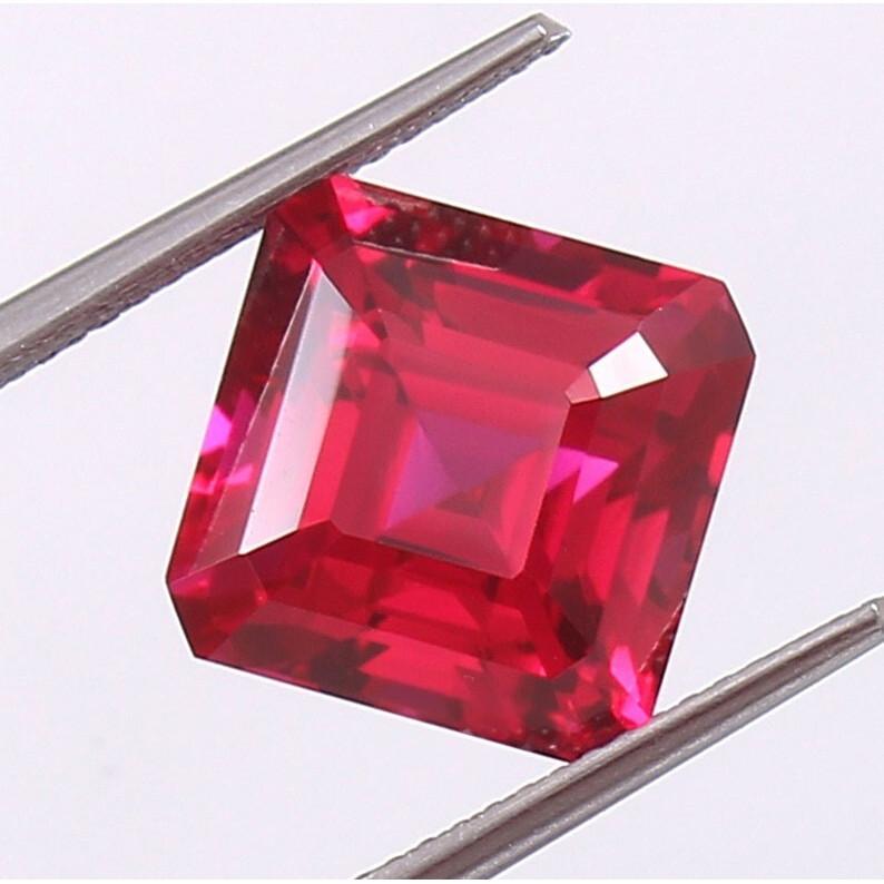 AAA 19 MM Flawless Blood Red Ruby Emerald Cut Loose Gemstone Mozambique