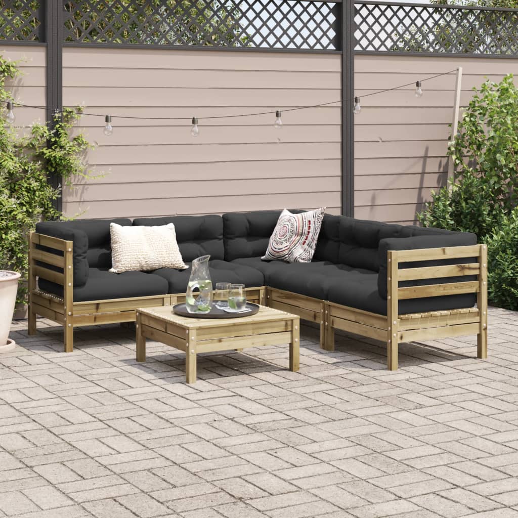 6 Piece Garden Sofa Set with Cushions Pressure Treated Pine Wood
