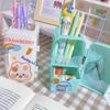 Cute Mini Refrigerator Shape Pen Holder Cartoon Girl Stationery Desktop Organizer Box Capacity Office Storage Free Stickers