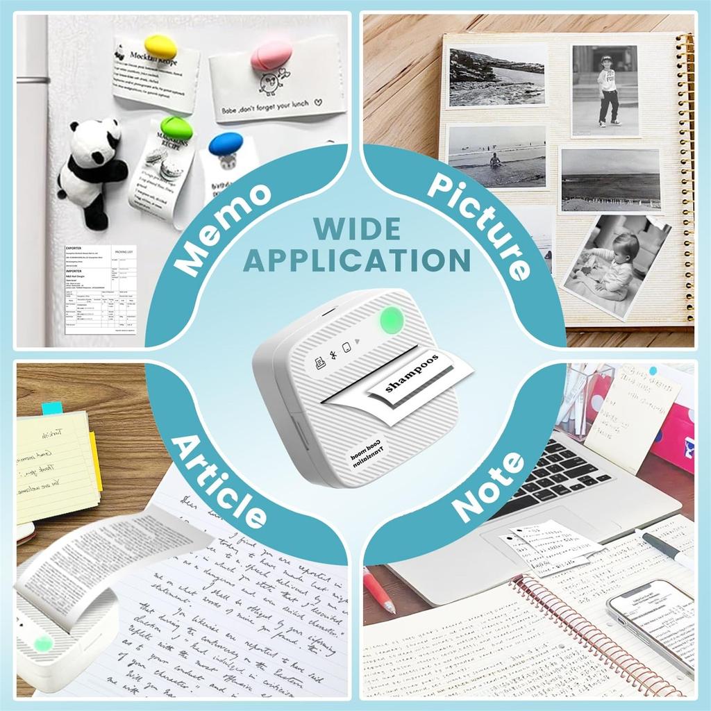 Pocket Printers Portable And Inkless,Study Printers For Flashcards, DIY, Notes