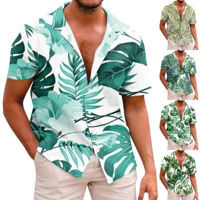 Hawaiian Shirt For Men Casual Fashion Summer Short Sleeve Buttons Printed T Shirt Top