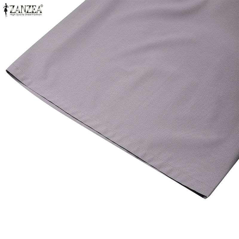 ZANZEA Women Casual Solid Color High Waist Wide Leg Pants