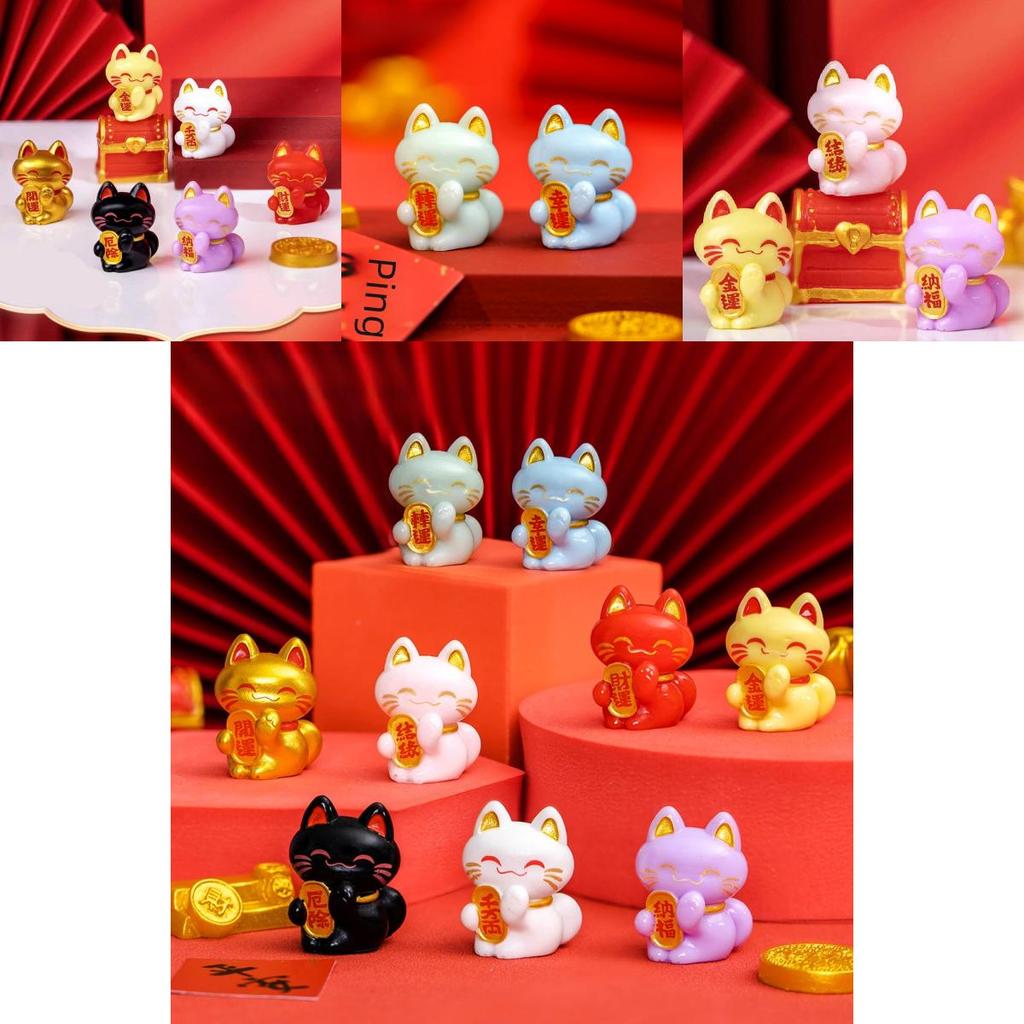 Cute Resin Fortune Cat Miniatures For Car Or Desk Multiple Colors For Good Luck And Prosperity