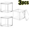 1-50pcs New Square Transparent Plastic Boxes with Lid for Food Acrylic Candy Gift Figurine Display Small Candy Boxes