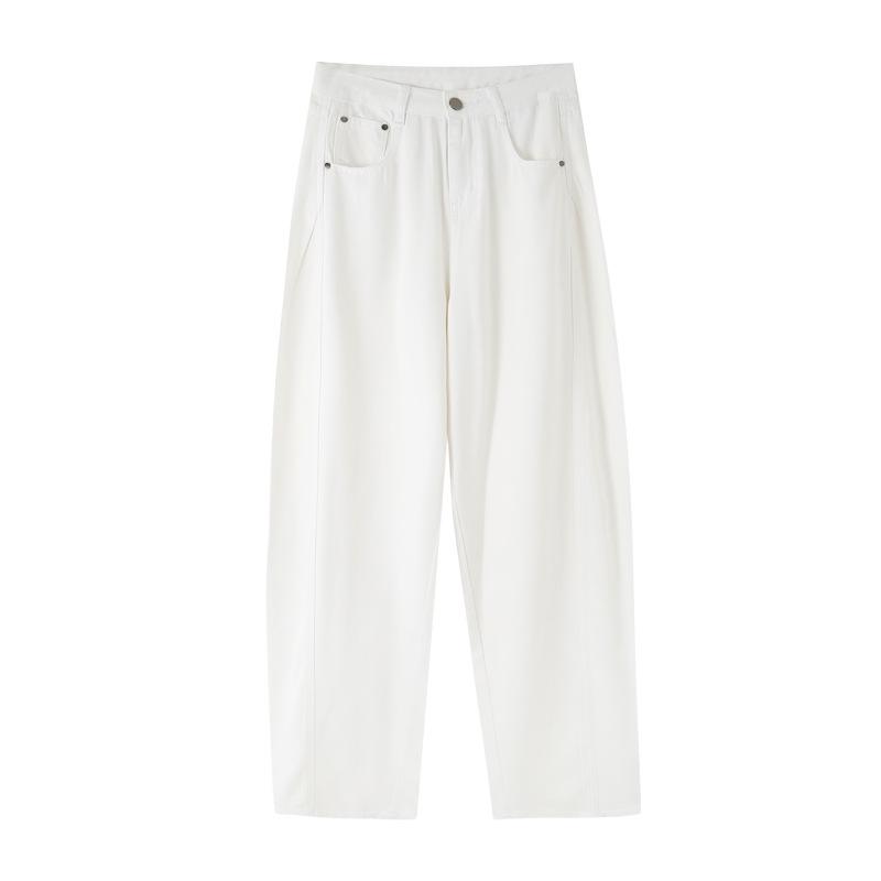 Women's Super Soft White Linen Cropped Wide-Leg Jeans - 2026 Spring/Summer Collection