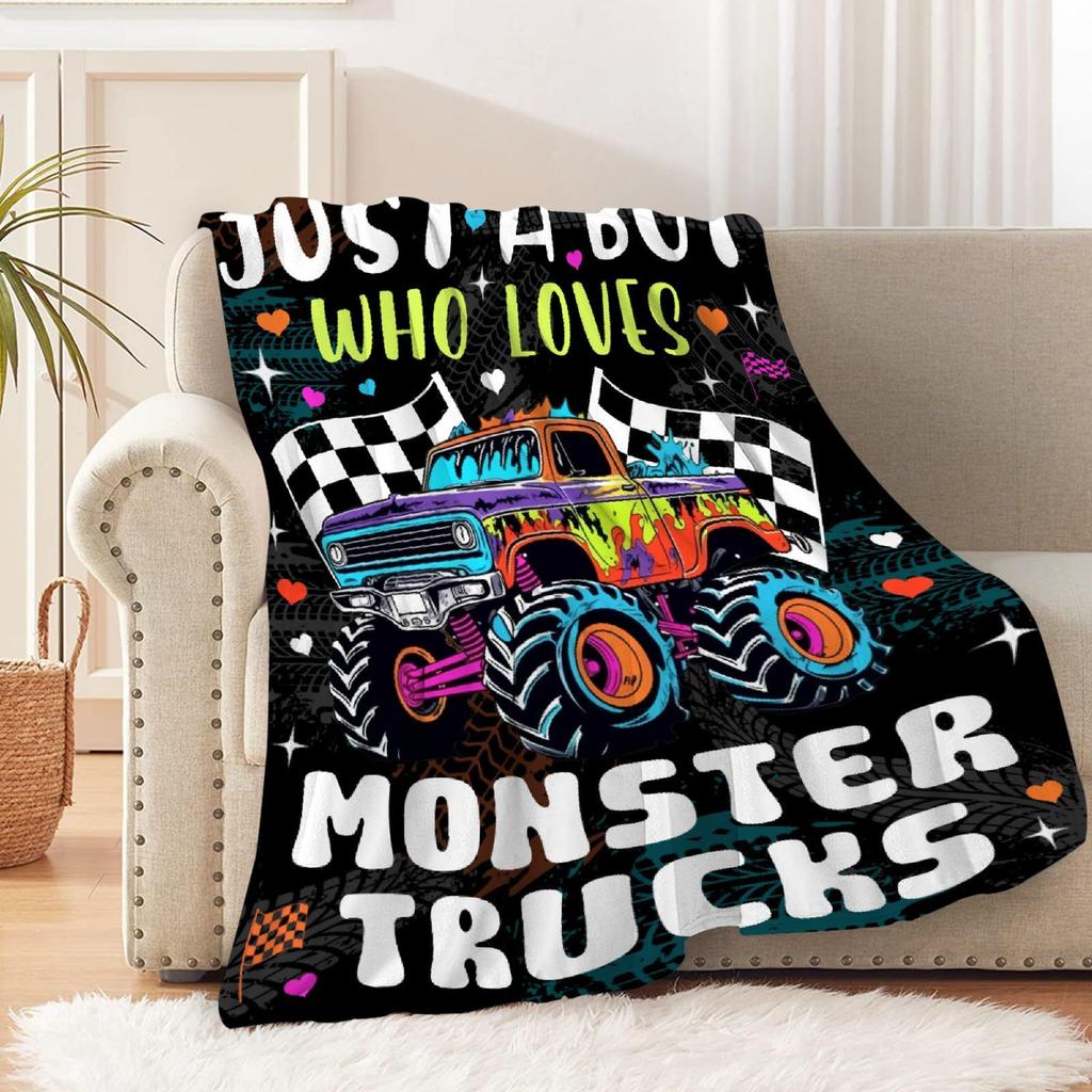 Cartoon Truck Printed Flannel Blanket Portable Office Nap Blanket Sheet Bedspread