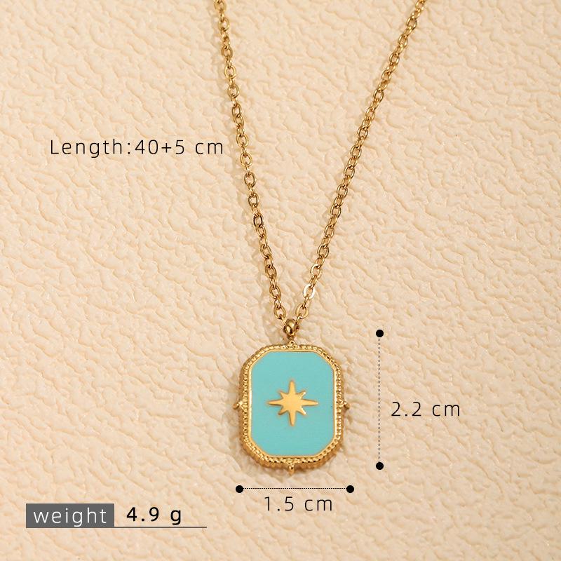 Geometrischer quadratischer Anhänger Edelstahl-Halskette für Damen