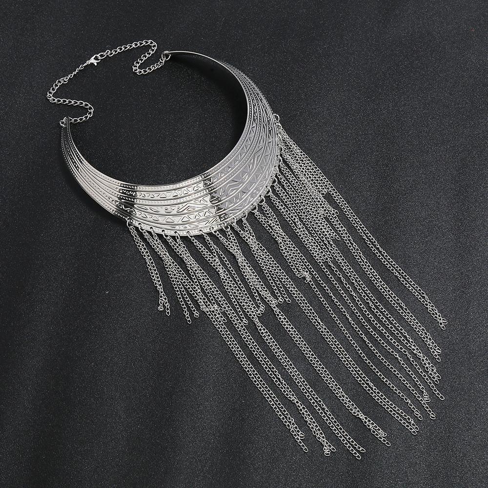 

Multi Retro Fashionable Layer Tassel Design Women Metal Necklace Sweaters For серебряный