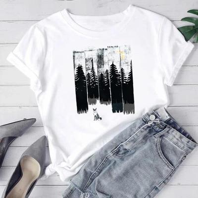 (Asian Size) Women Wild Animal Trend Lovely Style Print Tee Top Fashion T Shirt Woman Female Clothing Short Sleeve Graphic T-shirts