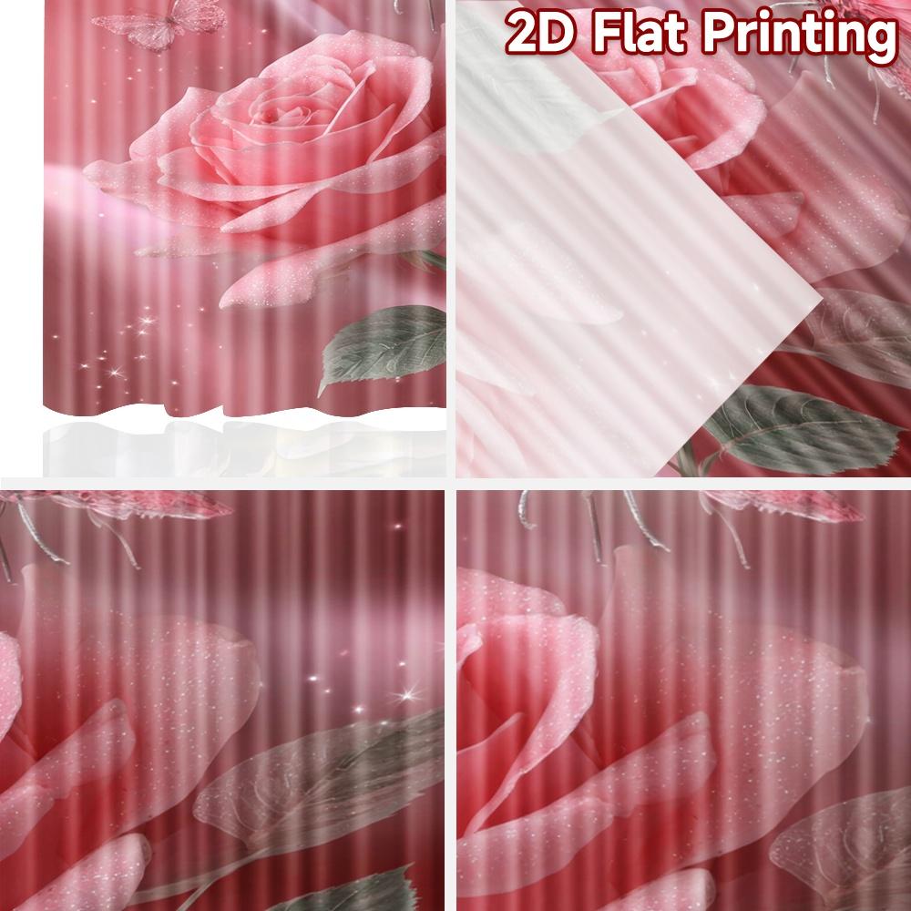 2D Flat Printing 2pcs Curtain Curtains Valentine's Day Butterfly Rose Digital Printed Polyester Drapes Birthday Party Perfect