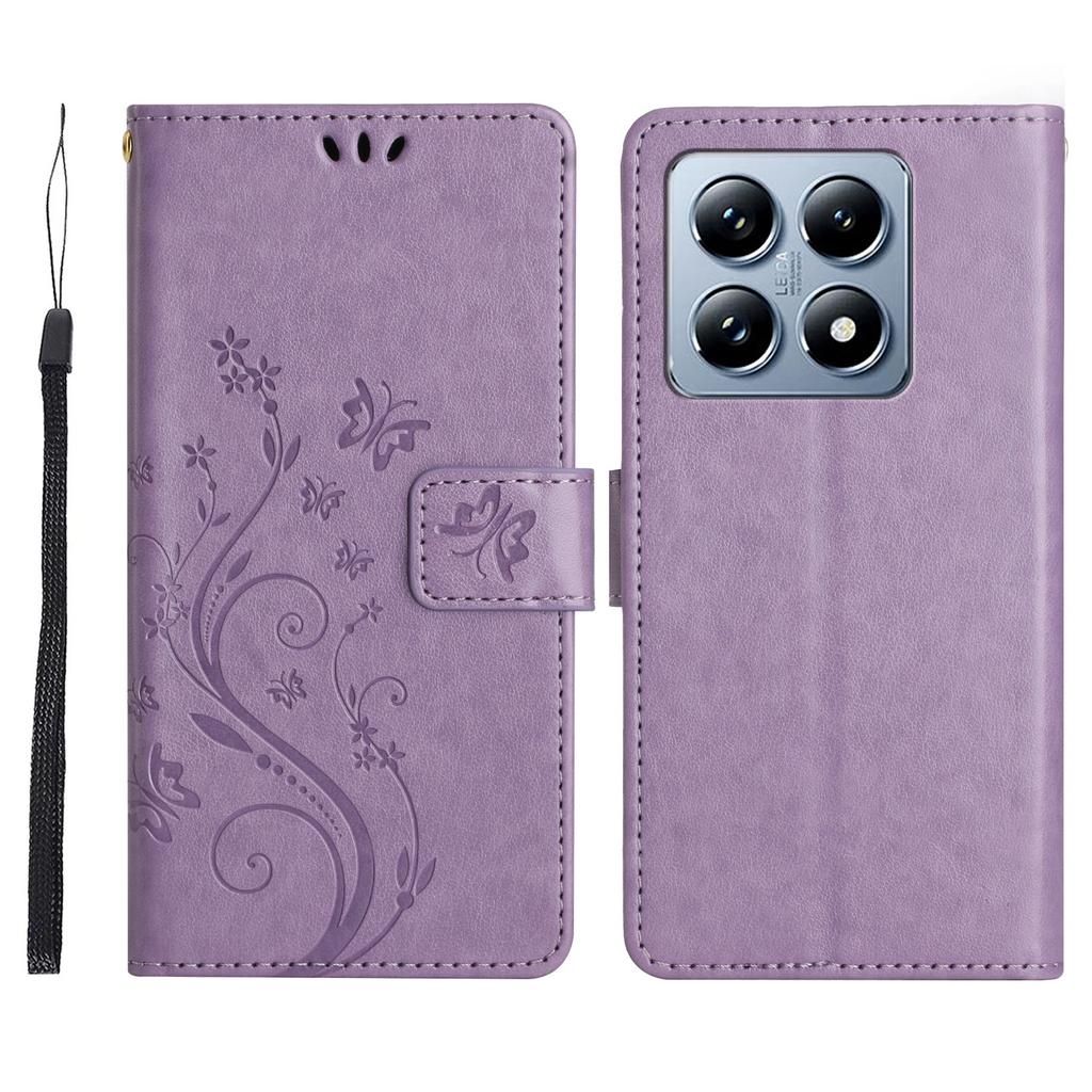 Für Xiaomi 14T Pro Hülle Musterprägung PU-Leder Handy-Brieftasche Abdeckung mit Riemen