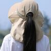Chapeau Masque Facial Protection Solaire pour Femmes Chapeau de Soleil à Large Bord avec Cordon de Serrage Réglable Chapeau Respirant pour Activité en Plein Air