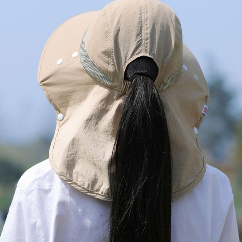 Chapeau Masque Facial Protection Solaire pour Femmes Chapeau de Soleil à Large Bord avec Cordon de Serrage Réglable Chapeau Respirant pour Activité en Plein Air