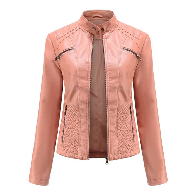 Leather Jackets Women Casual Zipper Pure Color Coats Motorcycle Leather Coats Autumn Winter Fashion Streetwear Traf Jackets