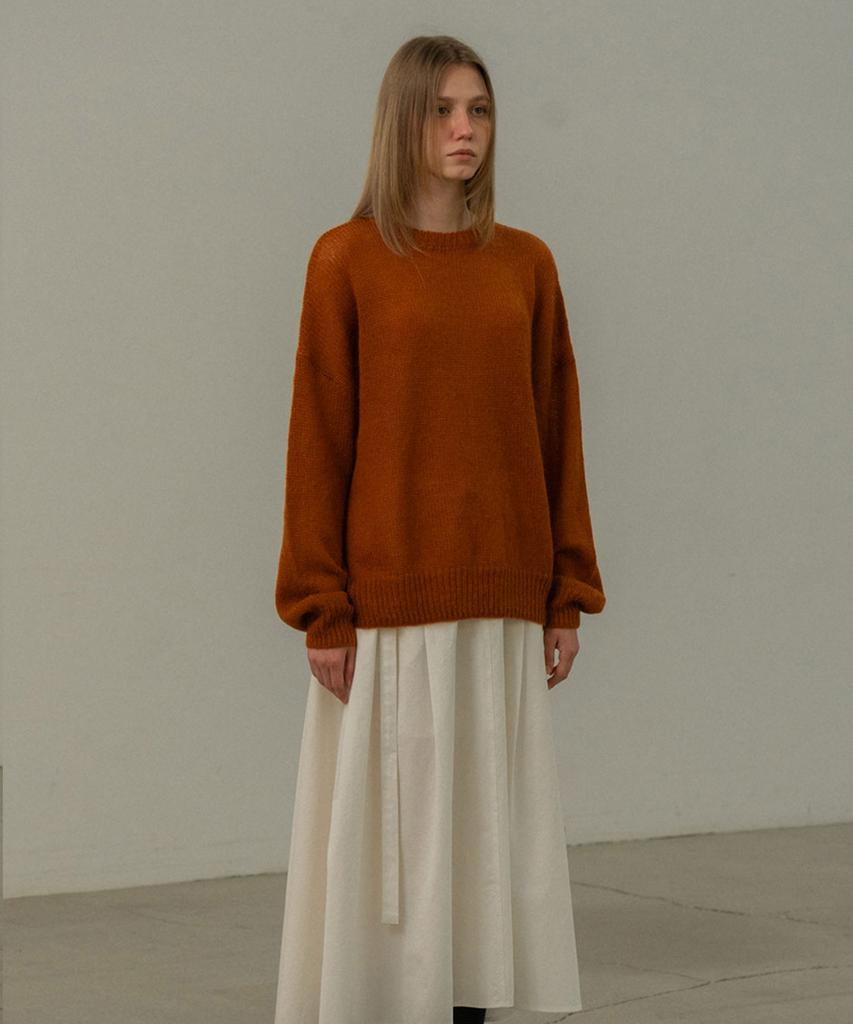 Mosyupamosyu Mohair Wool Round Knit [Brick]