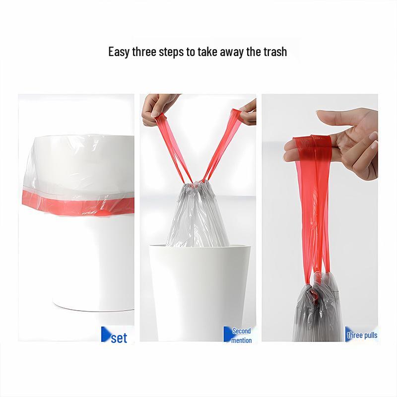 Thickened White Self-Closing Drawstring Trash Bags for Home, Office & Dorm