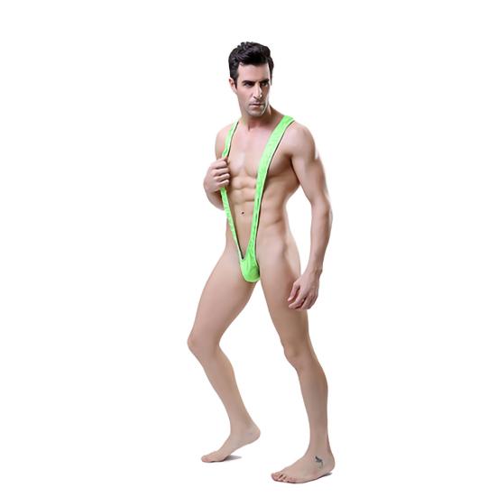 Mankini Solid Color/Leopard Print Stretchy Sexy Men Solid Color Sling Swimsuit for Summer