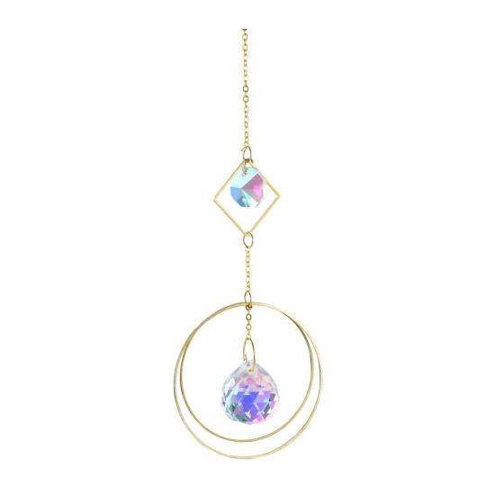 Faux Crystal Suncatcher, Colorful Prisms Window Hanging Sun Catcher, Moon Sun Rainbow Maker Chain Pendant for Garden Home Decor