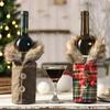 Mingguan Christmas Plaid Fur Collar Wine Bottle Cover & Bag