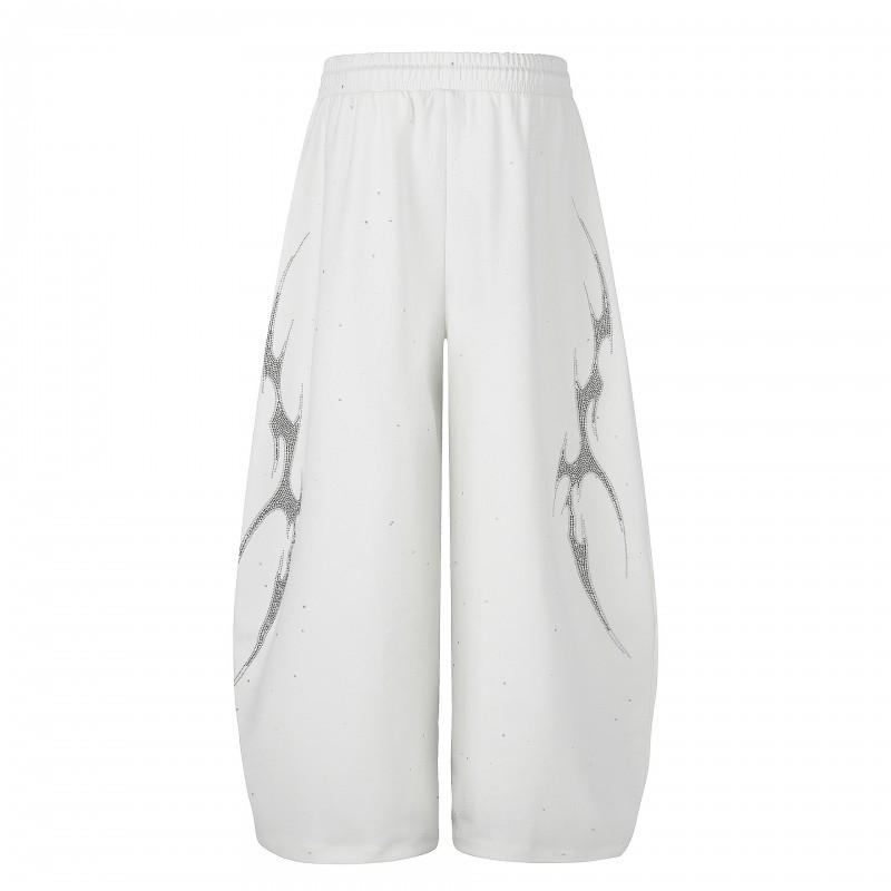 2026 American Vintage Rhinestone Sweatpants Loose Wide Leg Pants Men Women Street Dance