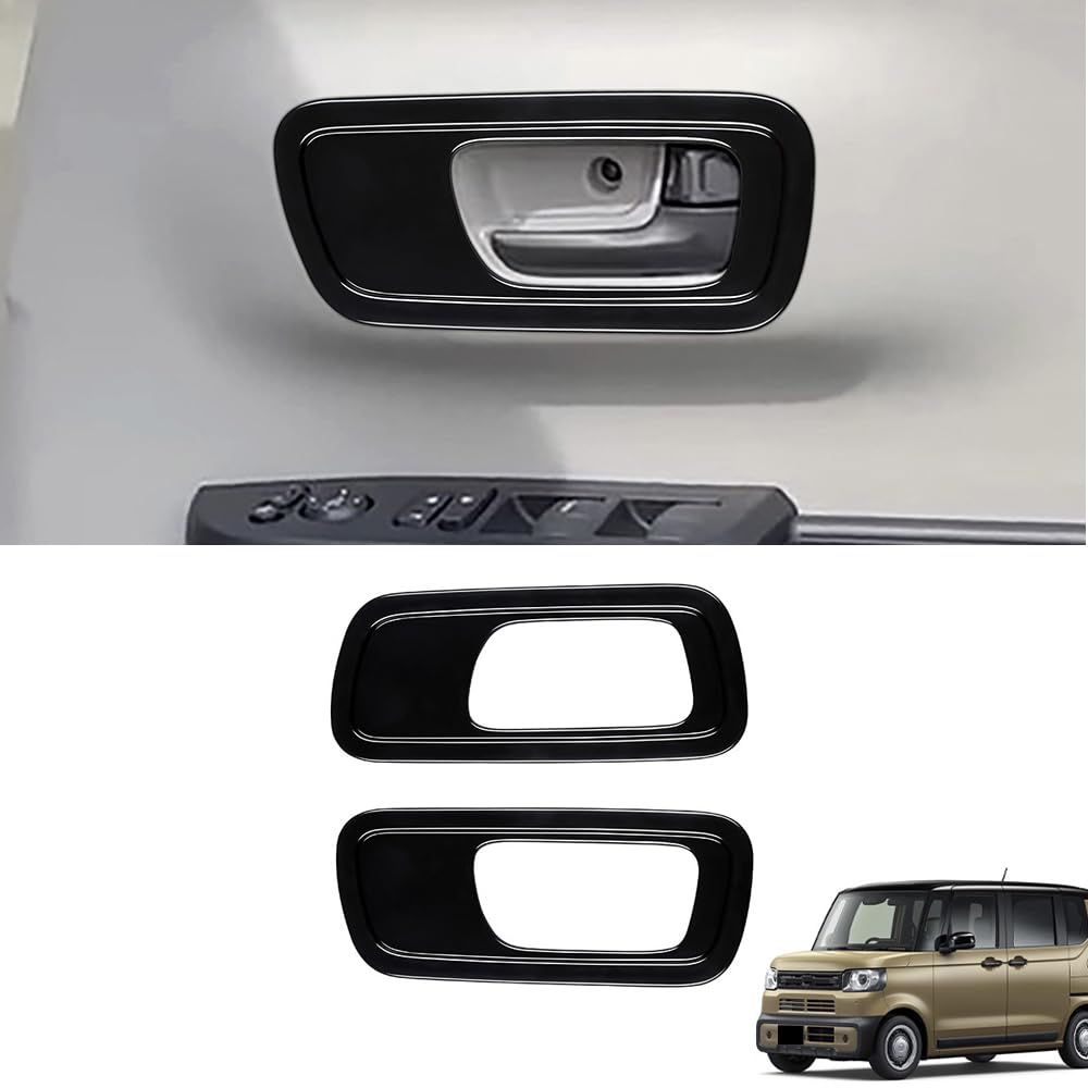 Deesse Front Door Handle Door Handle Door Bezel Interior Custom Set of 2 for Honda Garnishes, Covers, Panels, Parts, Accessories, (Piano Black) N-BOX