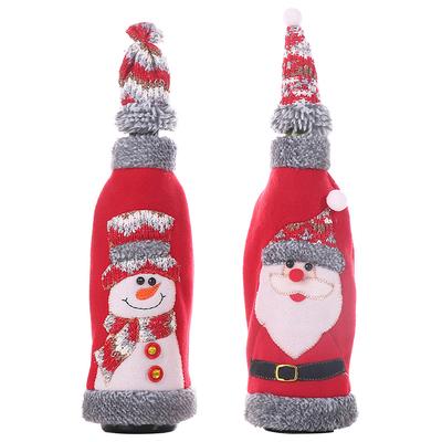 Copribottiglie di vino rosso di Natale Custodia in lino per le vacanze Babbo Natale Copri bottiglia di champagne Decorazione per feste Regalo