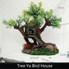 Aquarium Resin Tree House Decoration for Fish for Tank Hideout with Rock Grass