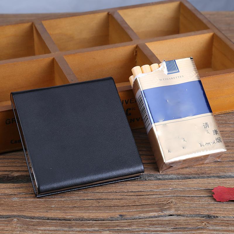 Fashion Metal Cigarette Box Portable Flip Leather Wallet Case Smoke Accessories Gift for Men and Women Cigarette Accessories