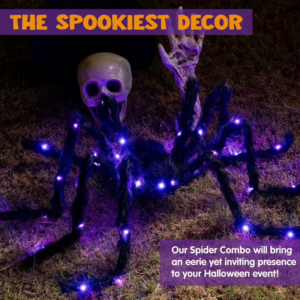 Joyfy Light Up Giant Spider Halloween Decorations Scary Outdoor Party Props Yard 5 ft Entertaining Play Safe Fun Kid Friendly