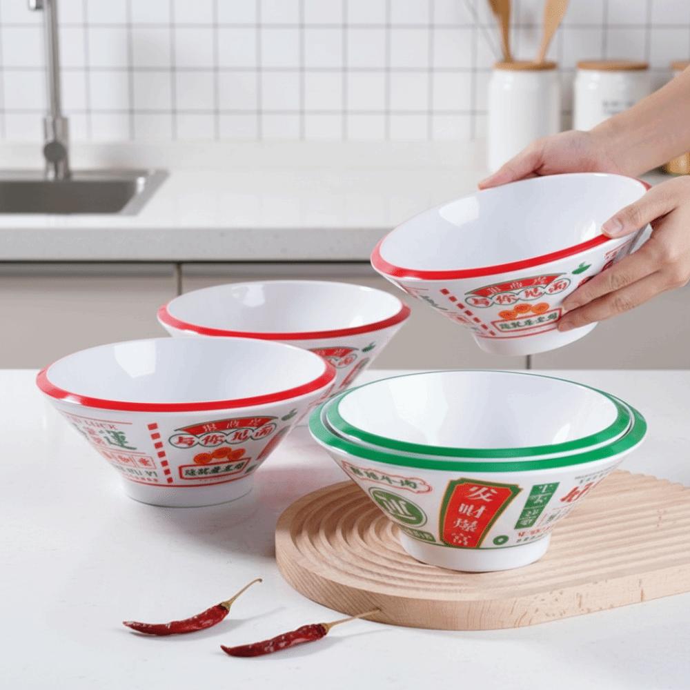 Thickened Melamine Noodle Bowl Imitation Porcelain Conical Rice Bowl Durable Ramen Bowl Restaurant