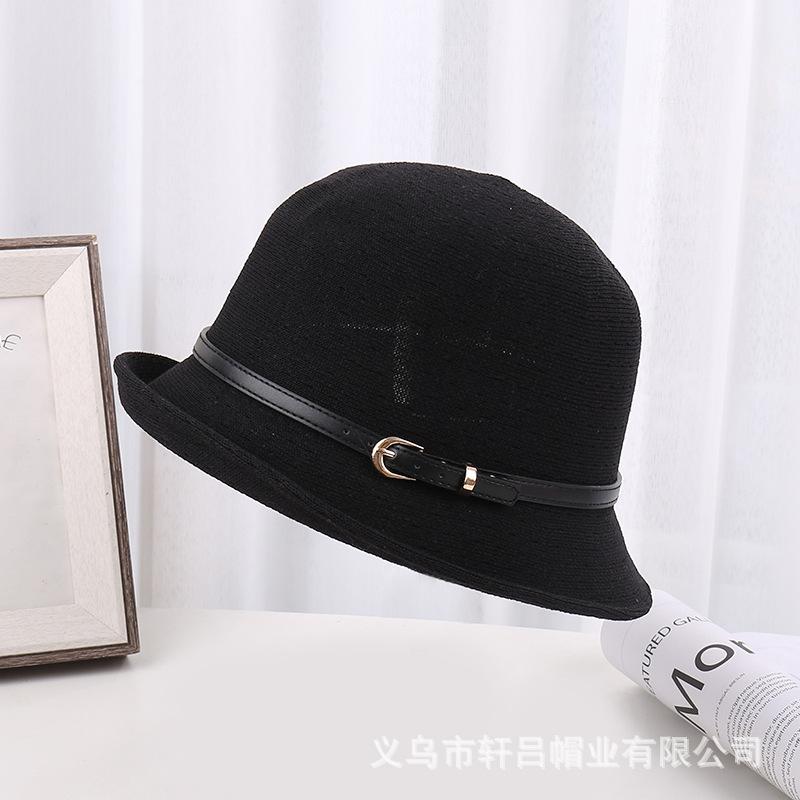 Hat sunscreen hat summer women's versatile sun hat dome basin hat new foreign leather buckle foldable bucket hat