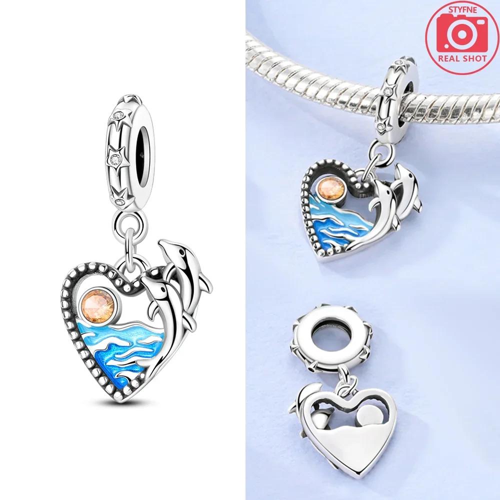 Ocean World Series Sea Blue Turtle Starfish Crab Octopus Charms Bead Fit Bracelet Copper Diy Jewelry Gift