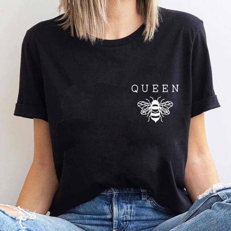 Queen Bee Pocket Print Tshirt Minimalist Honey Bumble Bee Graphic Tee Top Trendy Beekeeper Inspirational Tshirt