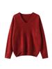 Women's Thickened V-Neck Knit Cardigan Sweater with Floral Yarn