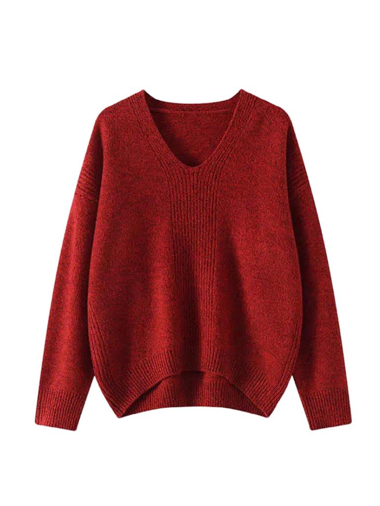 Women's Thickened V-Neck Knit Cardigan Sweater with Floral Yarn