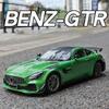 Velký 1:18 Mercedes-Benz AMG GTR model auta Kovové tlakově lité vozidlo Sběratelské hobby zvuková a světelná stahovací miniaturní hračka pro chlapce, děti dárek