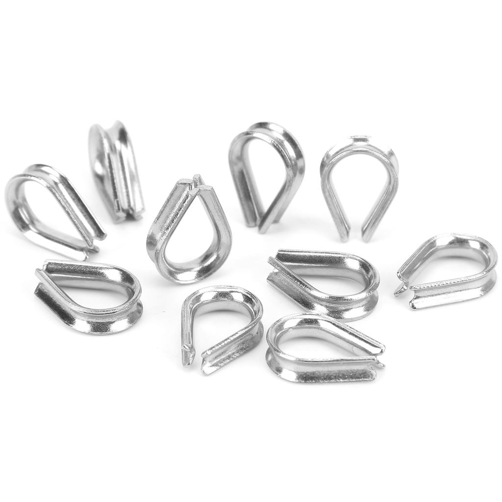 2MM Stainless Steel Boat Wire Rope Clamps Metal Cable Protective Ring Thimbles Clamps