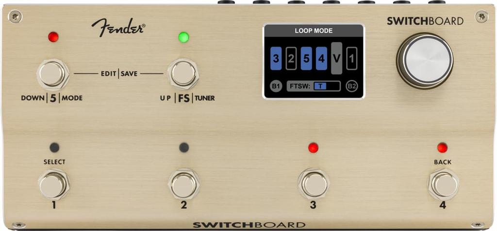 Fender Switchboard Effects Operator Programmable True Bypass Loop Switcher 5 Loops MIDI Output LCD Display Pedalboard Controller