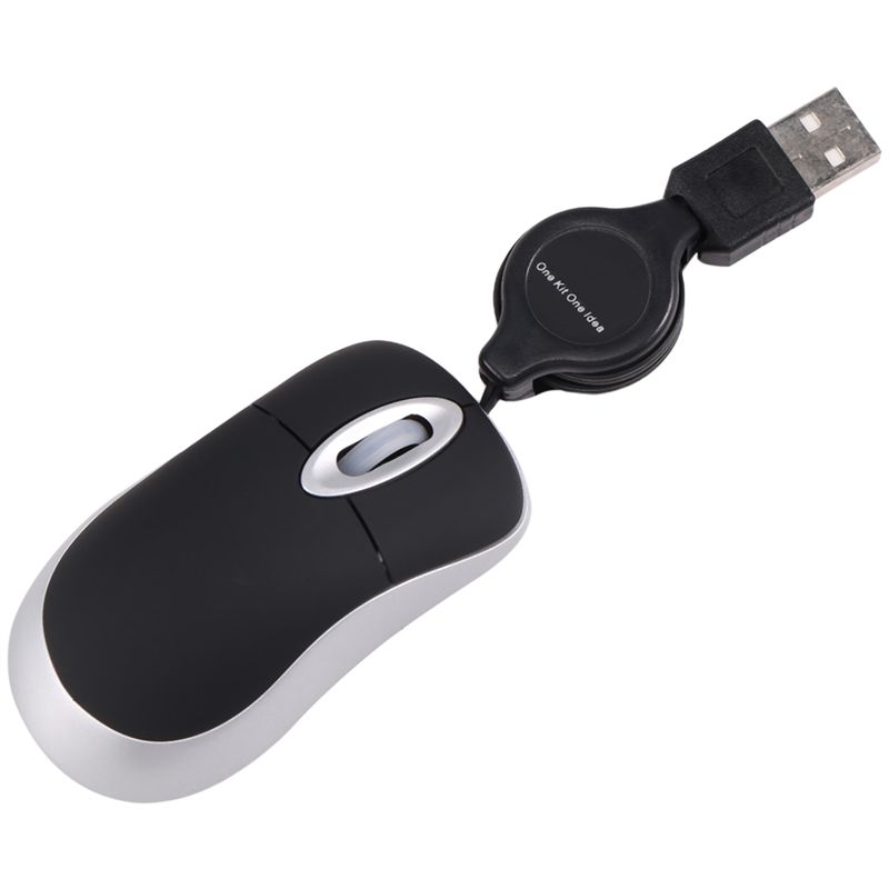 AEE4-Mini USB Wired Mouse Retractable Cable Tiny Small Mouse 1600 DPI Optical Compact Travel Mice For Windows 98 2000 XP Vista V