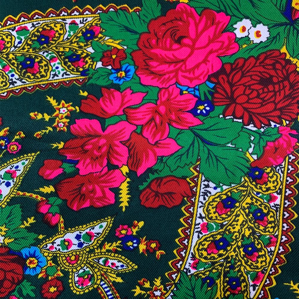 Vintage Russian Square Tassel Shawl Scarf