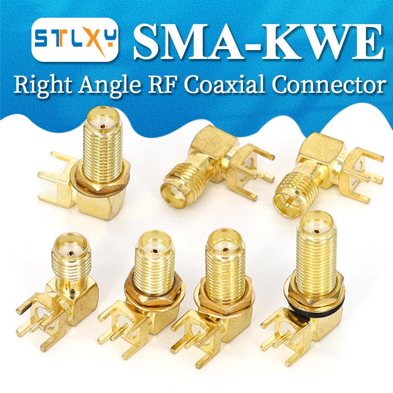 SMA‑KWE Right Angle SMA Female Plug Adapter Solder Edge PCB Mount RF Coaxial Connector
