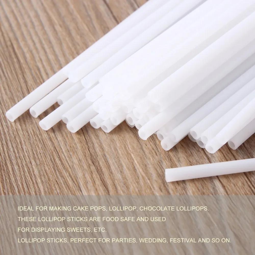50Pcs Plastic Lollipop Stick Safe White Cake Pop Sucker Sticks For Chocolate Sugar Candy Lollypop DIY Mold Bakeware Tool